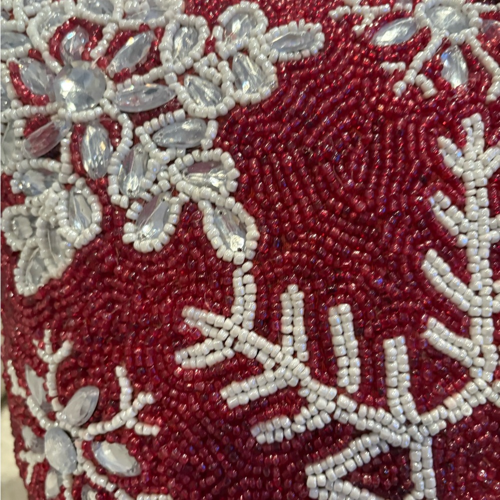 Two Festive Holiday beaded Pillows Snowflake and Tree Designs - Picture 5 of 11